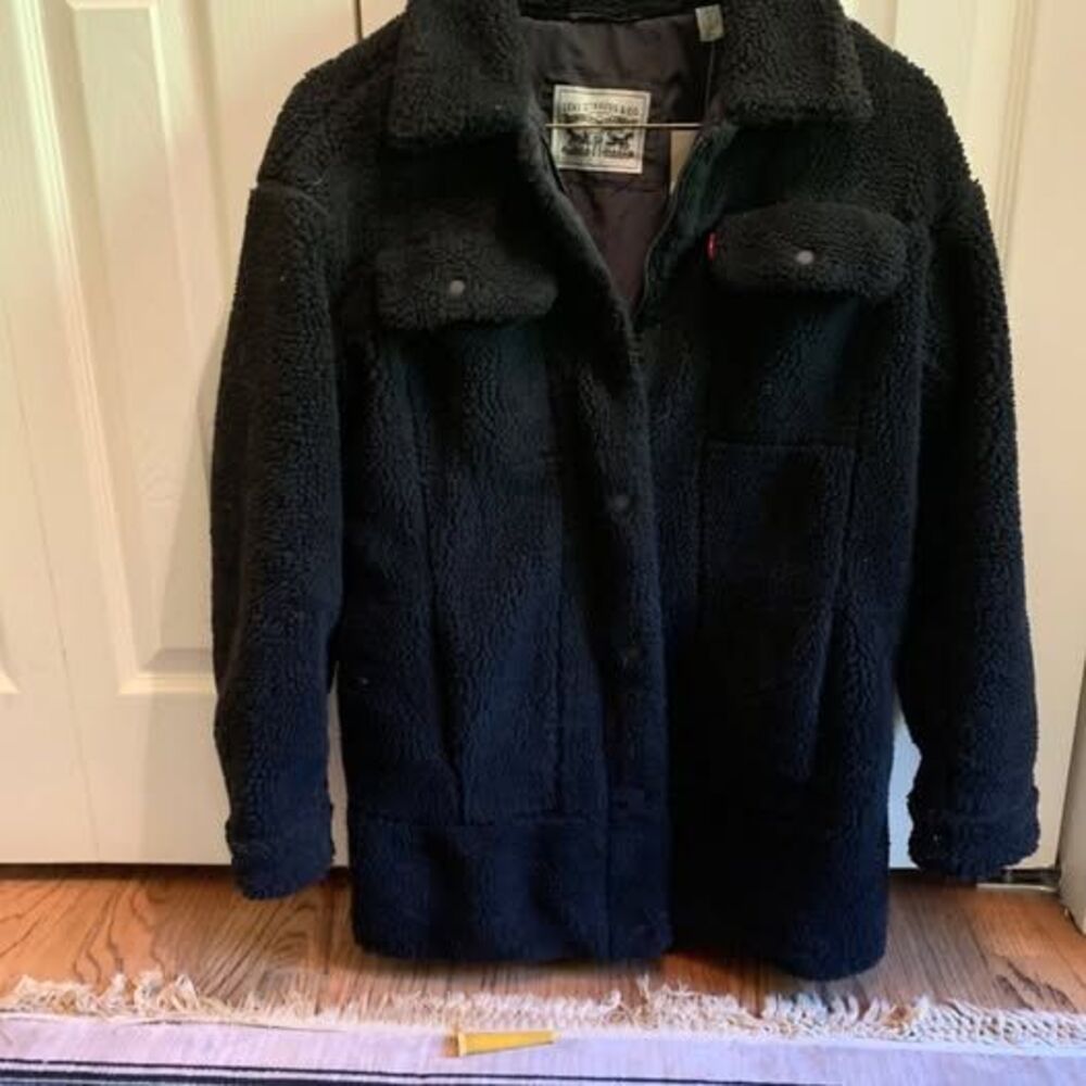 LEVIS Original Trucker Jacket Fleece Blue Womens Extra Small RT $180
